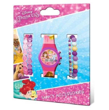 Relógio digital + bijuteria Princesas Disney