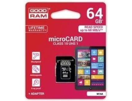 Cartão Memória Micro SDXC GOODRAM M1AA-0640R12 (64 GB - 100 MB/s)