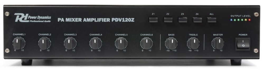 Amplificador Linha 100V 120W RMS c/ Selector de Zonas (PVD120Z) - Power Dynamics