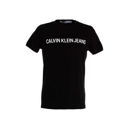 Camisola de Manga Curta Homem Calvin Klein E LIIN SLIM T Preto