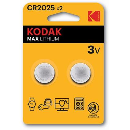 Pilhas Kodak Max Lithium CR2025 - 2 Uni.