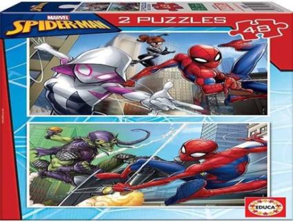 Conjunto de 2 Puzzles EDUCA BORRAS Homem-Aranha (48 Peças)