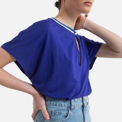 Benetton T-shirt curta, decote em V, mangas curtas evasés