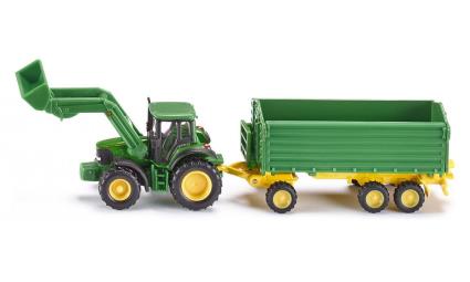 John Deere c/Carregador Frontal e Reboque Siku