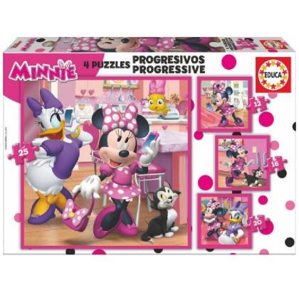 Puzzles Progressivos 4 em 1 Minnie &The Happy Helpers