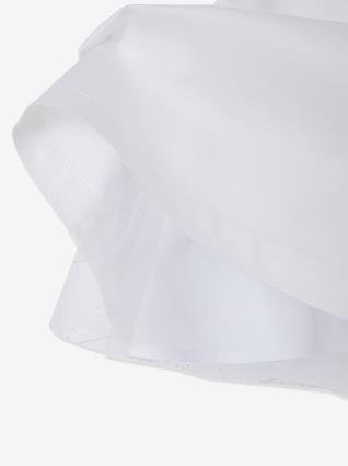Vestido especial cerimónia com cinto reversível, para menina branco claro liso  