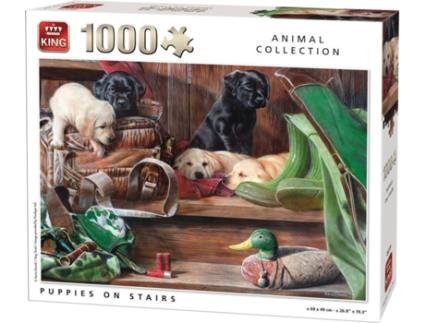 Puzzles KING Puppies On Stairs (1000 peças)