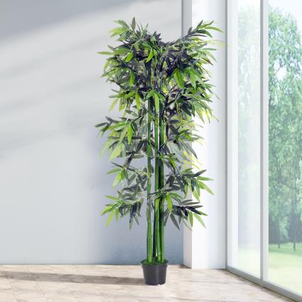 Outsunny Planta Decorativa Sintética de Bambu Artificial 180cm