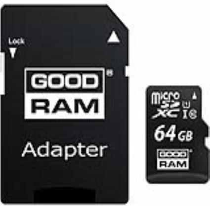 Cartão de Memória Micro SD com Adaptador GoodRam M1AA 64 GB Preto