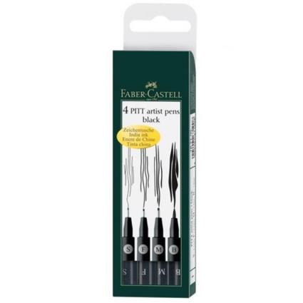 Canetas Pitt Artist preto - Conjunto de 4