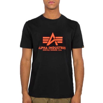 Alpha Industries Camiseta De Manga Curta Basic Neon Print XS Black / Neon Orange