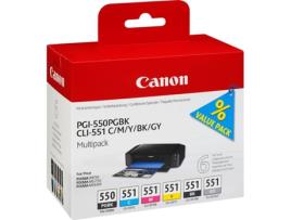 Pack 6 Tinteiros CANON PGI-550/CLI-551 (6496B005)