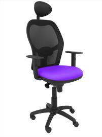 Silla de Oficina Jorquera malla negra asiento bali lila con cabecero fijo