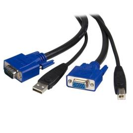 Cabo KVM USB A/VGA Macho - USB B/VGA Fêmea Preto (1,8 mts) - 