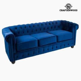 Sofá Chesterfield 3 Lugares Veludo Azul - Relax Retro Coleção