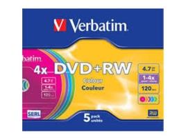 VERBATIM DVD+RW SERL 4.7GB 4X COLOUR SLIM CASE 5
