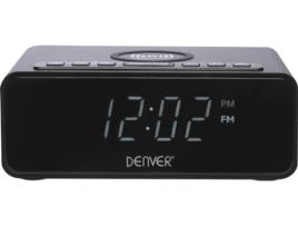 Relógio Despertador DENVER CRQ-105 (Preto - PLL FM - Pilhas e Corrente)