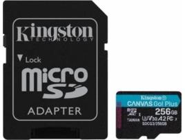 Cartão de Memória MicroSD KINGSTON Canvas Go Plus (256 GB - 170 MB/s) + Adaptador