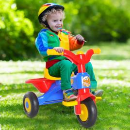 Triciclo para Crianças acima de18 Meses Triciclo Infantil Evolutivo com Buzina Cesto 60x42x45cm