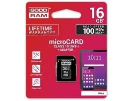 Cartão Memória Micro SDHC GOODRAM M1AA-0160R12 (16 GB - 100 MB/s)