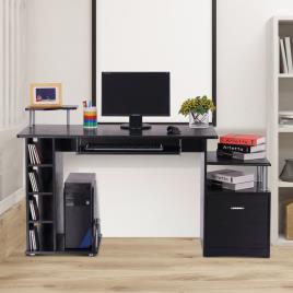 HomCom Mesa para Computador Secretária para Escritório– Cor: Preto- Madeira MDF - 152 x 60 x 88 cm