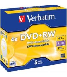 DVD+Rw VERBATI.4X 4,7GB Colour S-PACK5