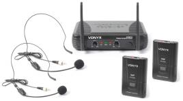 Central Microfone VHF s/ Fios c/ 2 Microfones Cabeça (STWM712H) - VONYX