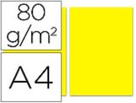 Papel de Cor Din A4 80 Gr Amarelo -Resma de 100 Folhas