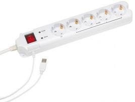 Extensão Quintupla USB c/ Interruptor (1,5 mts) Branco - 