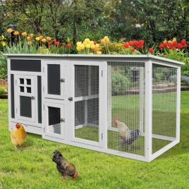 Galinheiro exterior madeira integrada Bandeja Casa para galinhas Gaiola para Pequenos Animais Frango 160x75x80cm