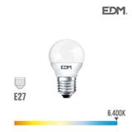 LAMPADA ESFERICA LED E27 6W 500 Lm 6400K LUZ FRIA EDM
