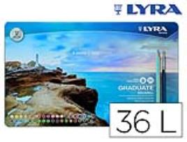 Lápis de Cores Lyra Graduate Aquarell Caixa Metalica de 36 Cores Sortidas + Pincel