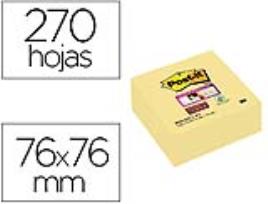 Bloco Notas Adesivas  Super Sticky 76X76 mm Cubo c/ 270 Folhas Amarelo Canario