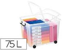 Caixa de Armazenagem em Plástico com rodas 75Litros Transparente