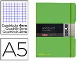 Caderno  Note Book Flex A5 Polipr. 40F Quadricula 4mm Verde Claro Fecha c/ Elasticos