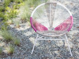 Cadeira de jardim em rattan sintético multicolor rosa ACAPULCO