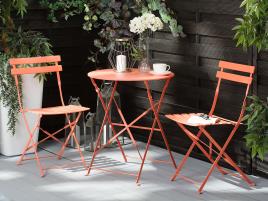 Conjunto de jardim em aço mesa e 2 cadeiras coral FIORI