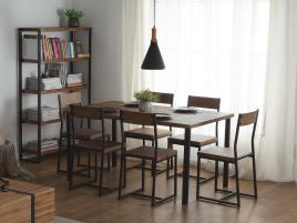 Mesa de jantar efeito de madeira em metal 150 x 90 cm preto e castanho LAREDO