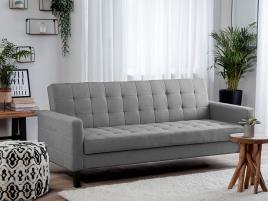 Sofá-cama de tecido cinzento claro VEHKOO