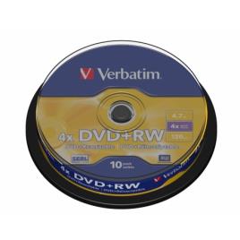 VERBATIM DVD+RW 4X 4.7GB 120MIN MATT SILVER BOBINE (CAKE) PACK 10
