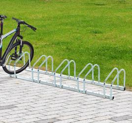HOMCOM Suporte de estacionamento 5 Bicicletas Aço Prateado 130 x 33 x 27 cm