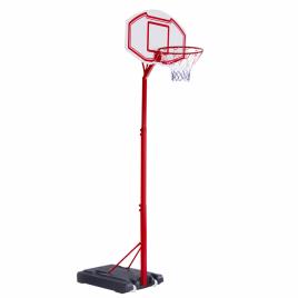 HOMCOM Cesta de basquete com altura ajustável de 210-260 cm com suporte de metal e base recarregável para crianças e adultos vermelho