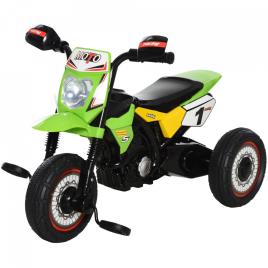 HOMCOM Moto infantil para crianças acima de 18 meses com 3 rodas Música e farol 71x40x51 cm Verde