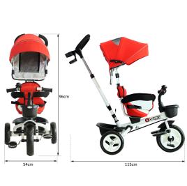 HOMCOM Triciclo de Bebé acima de 18 meses Dobrável 4 em 1Evolutivo Assento Giratório Capota Barra Desmontável Controlo Parental