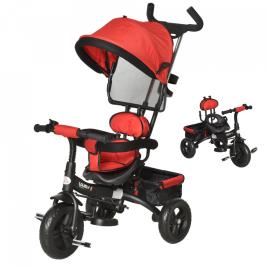 HOMCOM Triciclo para Crianças 2 em 1com capota ajustável acima de 18 Meses vermelho 92x51x110cm