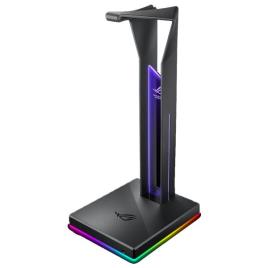 Gaming headset stand with Qi wireless device charging, stylish RGB lighting effects, an ESS DAC and amplifier for immersive audio and two USB 3.1 port