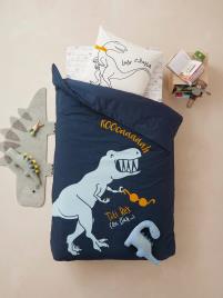 Conjunto de cama Oeko-Tex®, para criança Magicouette®, Dinossauros azul escuro liso com motivo
