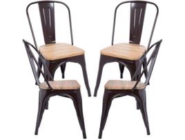 Pack 4 Cadeiras  Torix (Castanho - 46 x 85 x 46 cm - Aço Reforçado - Madeira)