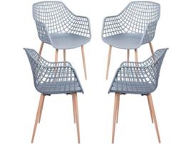 Pack 4 Cadeiras  Riva (Cinzento - 41 x 84,5 x 45 cm - Polipropileno - Aço)