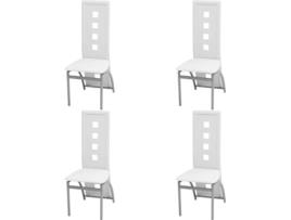 Conjunto 4 Cadeiras de Refeição  243647 Couro Artificial Branco